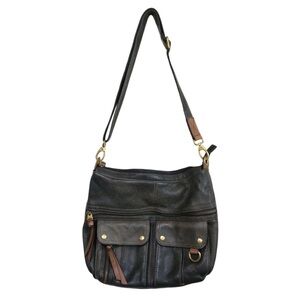 Fossil Morgan Traveler Black and Brown Crossbody Handbag